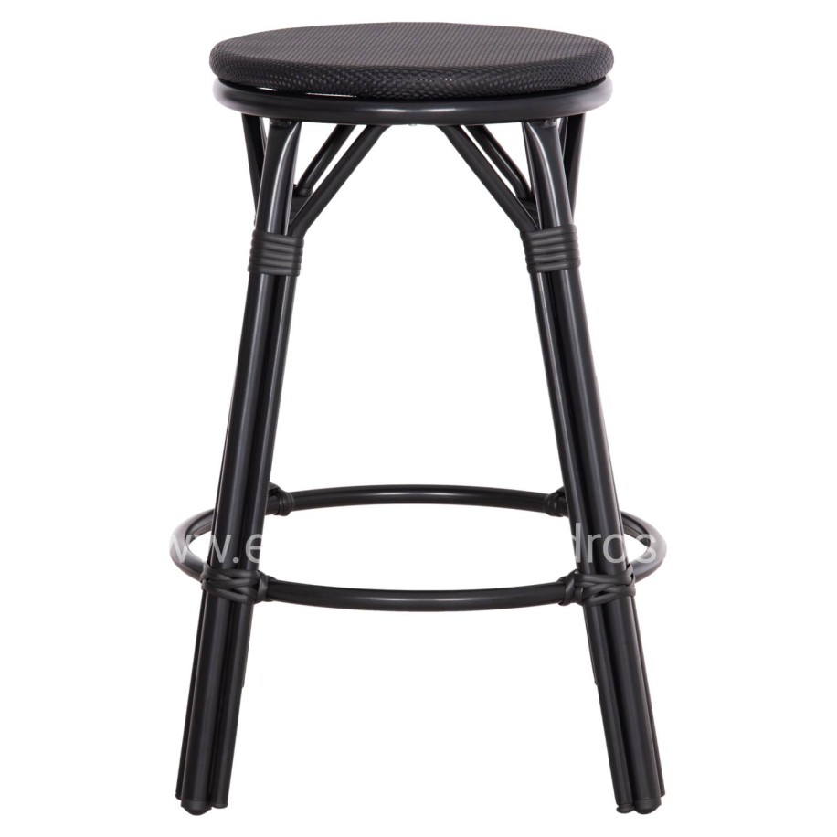 ALUMINUM MEDIUM HEIGHT BAR STOOL CHINO HM6286.02 BAMBOO LOOK & TEXTILENE IN BLACK 43x43x65Hcm.