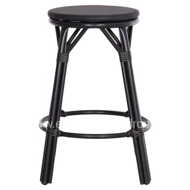 ALUMINUM MEDIUM HEIGHT BAR STOOL CHINO HM6286.02 BAMBOO LOOK & TEXTILENE IN BLACK 43x43x65Hcm.
