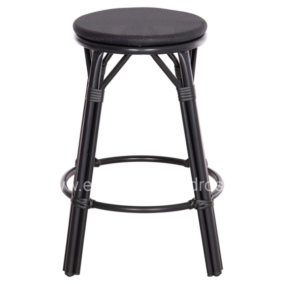 ALUMINUM MEDIUM HEIGHT BAR STOOL CHINO HM6286.02 BAMBOO LOOK & TEXTILENE IN BLACK 43x43x65Hcm.