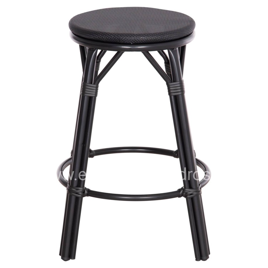ALUMINUM MEDIUM HEIGHT BAR STOOL CHINO HM6286.02 BAMBOO LOOK & TEXTILENE IN BLACK 43x43x65Hcm.