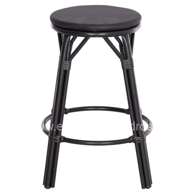 ALUMINUM MEDIUM HEIGHT BAR STOOL CHINO HM6286.02 BAMBOO LOOK & TEXTILENE IN BLACK 43x43x65Hcm.