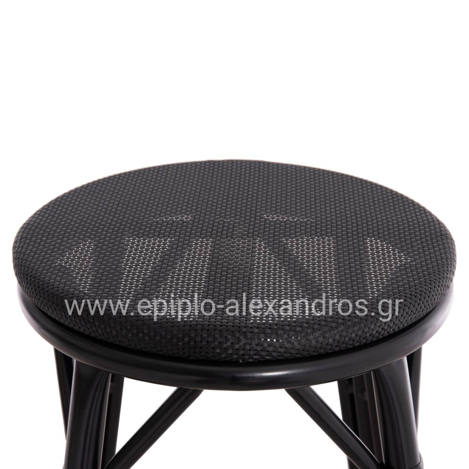 ALUMINUM MEDIUM HEIGHT BAR STOOL CHINO HM6286.02 BAMBOO LOOK & TEXTILENE IN BLACK 43x43x65Hcm.