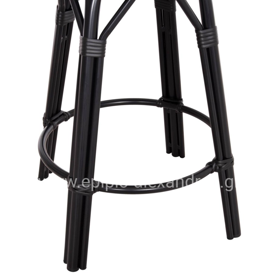 ALUMINUM MEDIUM HEIGHT BAR STOOL CHINO HM6286.02 BAMBOO LOOK & TEXTILENE IN BLACK 43x43x65Hcm.