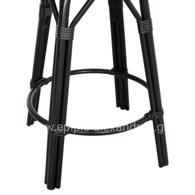 ALUMINUM MEDIUM HEIGHT BAR STOOL CHINO HM6286.02 BAMBOO LOOK & TEXTILENE IN BLACK 43x43x65Hcm.