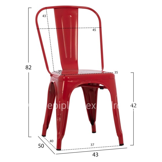 DINING CHAIR MELITA-PRO HM8641.44 METAL IN RED 44x47x84.5Hcm.