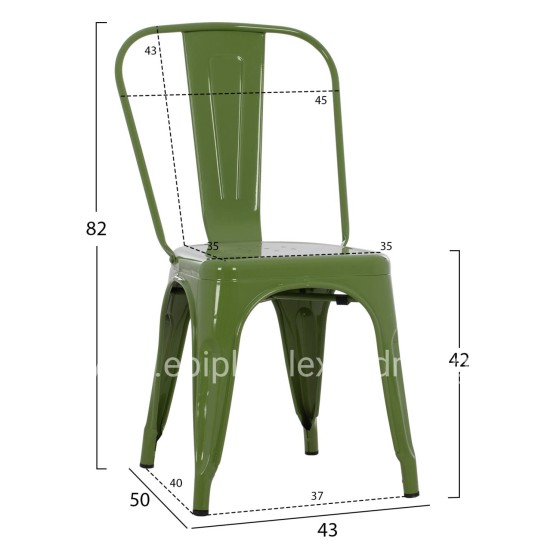 DINING CHAIR MELITA-PRO HM8641.53 METAL IN LIGHT OLIVE GREEN 44x47x84.5Hcm.