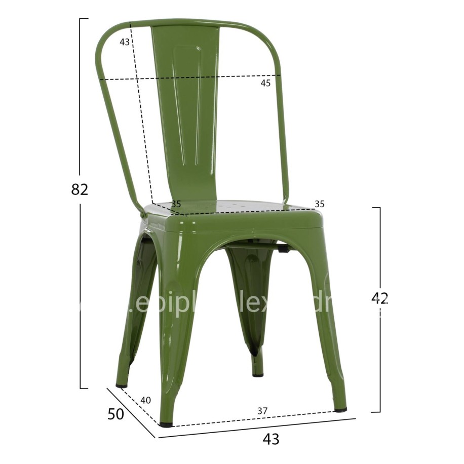 DINING CHAIR MELITA-PRO HM8641.53 METAL IN LIGHT OLIVE GREEN 44x47x84.5Hcm.