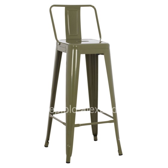 BAR STOOL WITH BACKREST MELITA-PRO HM8643.43 METAL IN DARK OLIVE GREEN 42x42x100Hcm.