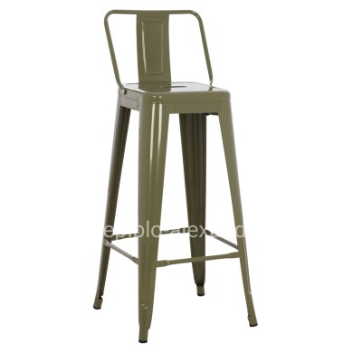 BAR STOOL WITH BACKREST MELITA-PRO HM8643.43 METAL IN DARK OLIVE GREEN 42x42x100Hcm.