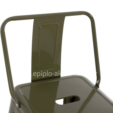 BAR STOOL WITH BACKREST MELITA-PRO HM8643.43 METAL IN DARK OLIVE GREEN 42x42x100Hcm.