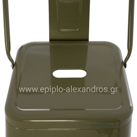 BAR STOOL WITH BACKREST MELITA-PRO HM8643.43 METAL IN DARK OLIVE GREEN 42x42x100Hcm.