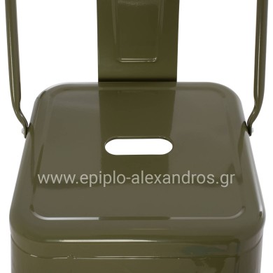 BAR STOOL WITH BACKREST MELITA-PRO HM8643.43 METAL IN DARK OLIVE GREEN 42x42x100Hcm.