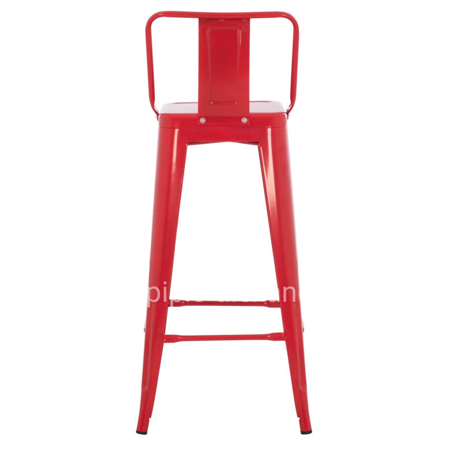 BAR STOOL WITH BACKREST MELITA-PRO HM8643.44 METAL IN RED 42x42x100Hcm.