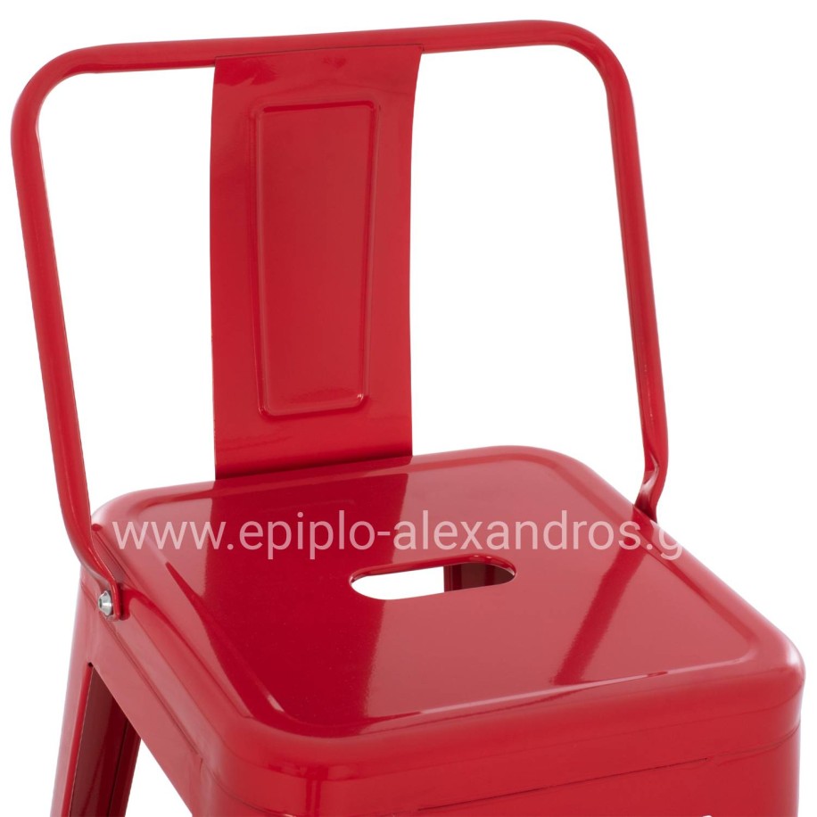 BAR STOOL WITH BACKREST MELITA-PRO HM8643.44 METAL IN RED 42x42x100Hcm.