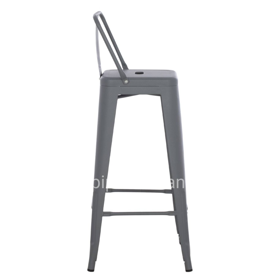 BAR STOOL WITH BACKREST MELITA-PRO HM8643.50 METAL IN GREY 42x42x100Hcm.