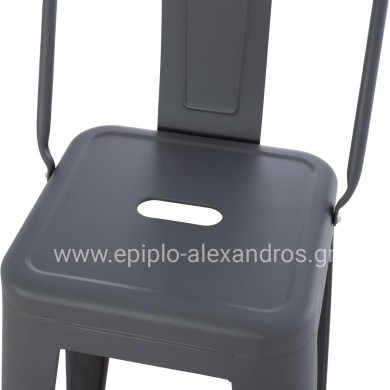 BAR STOOL WITH BACKREST MELITA-PRO HM8643.50 METAL IN GREY 42x42x100Hcm.