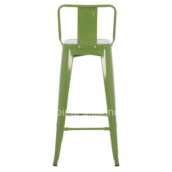 BAR STOOL WITH BACKREST MELITA-PRO HM98643.53 METAL IN LIGHT OLIVE GREEN 42x42x100Hcm.