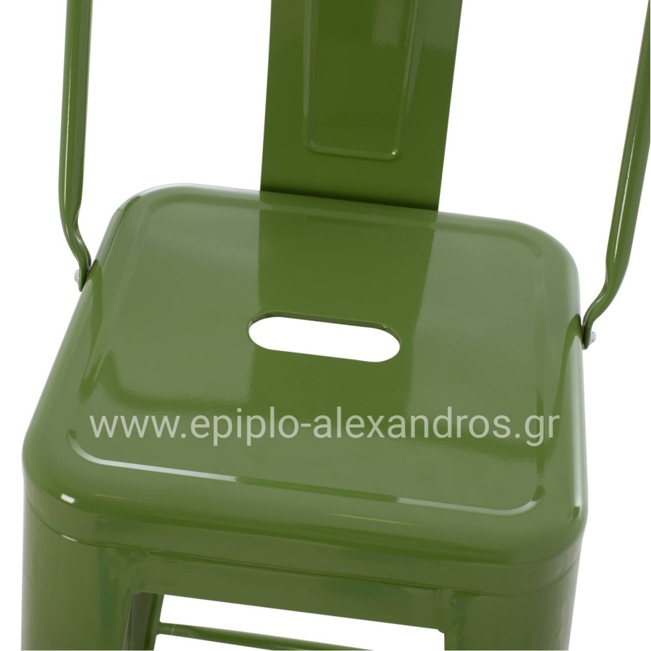 BAR STOOL WITH BACKREST MELITA-PRO HM98643.53 METAL IN LIGHT OLIVE GREEN 42x42x100Hcm.