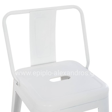 BAR STOOL WITH BACKREST MELITA-PRO HM8643.41 METAL IN MATTE WHITE 42x42x100Hcm.