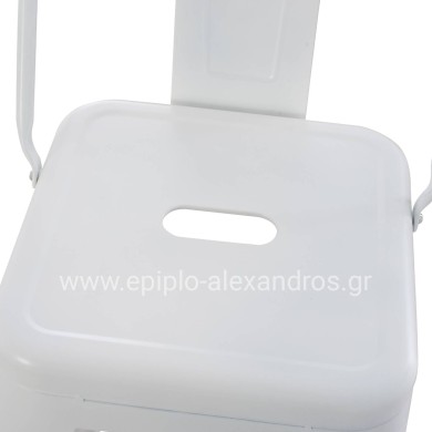 BAR STOOL WITH BACKREST MELITA-PRO HM8643.41 METAL IN MATTE WHITE 42x42x100Hcm.