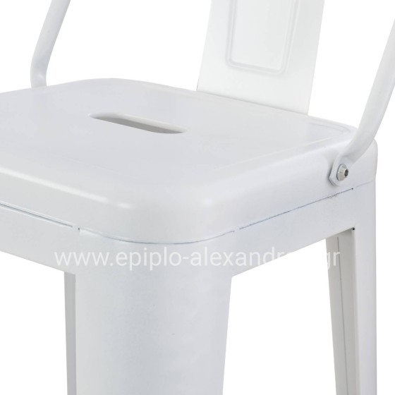 BAR STOOL WITH BACKREST MELITA-PRO HM8643.41 METAL IN MATTE WHITE 42x42x100Hcm.