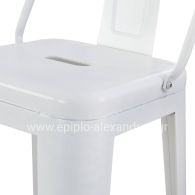 BAR STOOL WITH BACKREST MELITA-PRO HM8643.41 METAL IN MATTE WHITE 42x42x100Hcm.