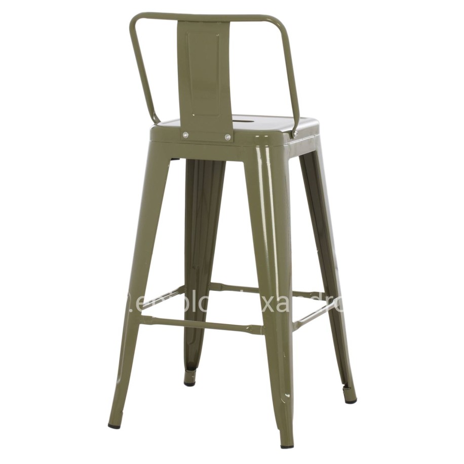 BAR STOOL MEDIUM HEIGHT MELITA-PRO HM8574.43 METAL IN DARK OLIVE GREEN 43x43x88Hcm.
