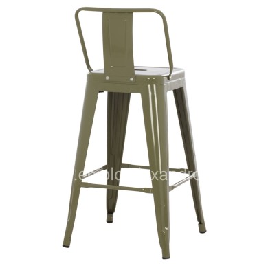 BAR STOOL MEDIUM HEIGHT MELITA-PRO HM8574.43 METAL IN DARK OLIVE GREEN 43x43x88Hcm.