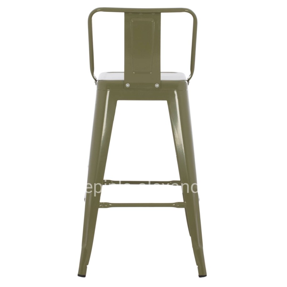 BAR STOOL MEDIUM HEIGHT MELITA-PRO HM8574.43 METAL IN DARK OLIVE GREEN 43x43x88Hcm.