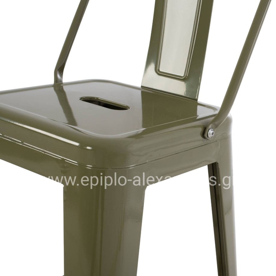 BAR STOOL MEDIUM HEIGHT MELITA-PRO HM8574.43 METAL IN DARK OLIVE GREEN 43x43x88Hcm.
