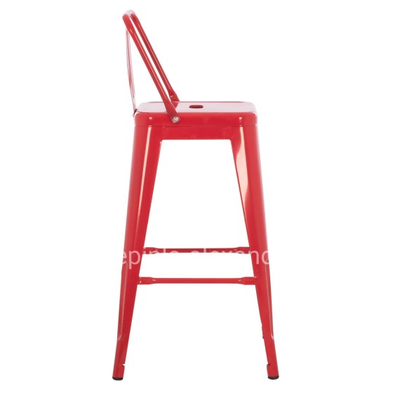 BAR STOOL MEDIUM HEIGHT MELITA-PRO HM8574.44 METAL IN RED 43x43x88Hcm.