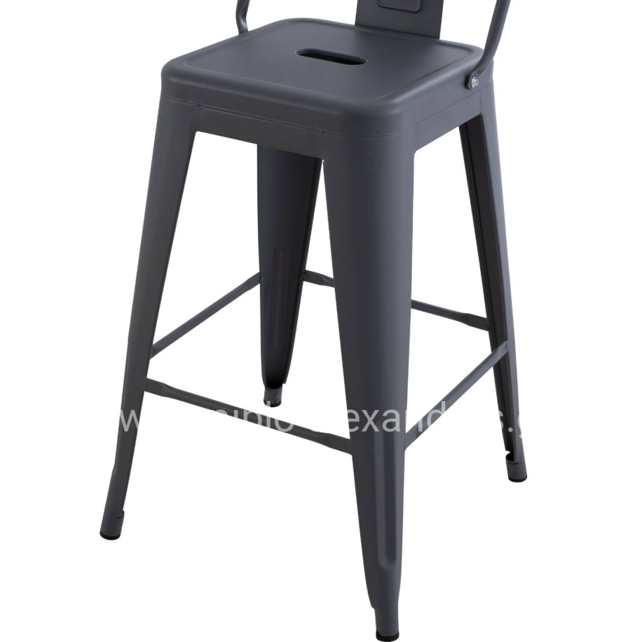 BAR STOOL MEDIUM HEIGHT MELITA-PRO HM8574.50 METAL IN GREY 43x43x88Hcm.