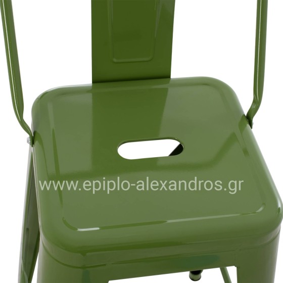 BAR STOOL MEDIUM HEIGHT MELITA-PRO HM8574.53 METAL IN LIGHT OLIVE GREEN 43x43x88Hcm.