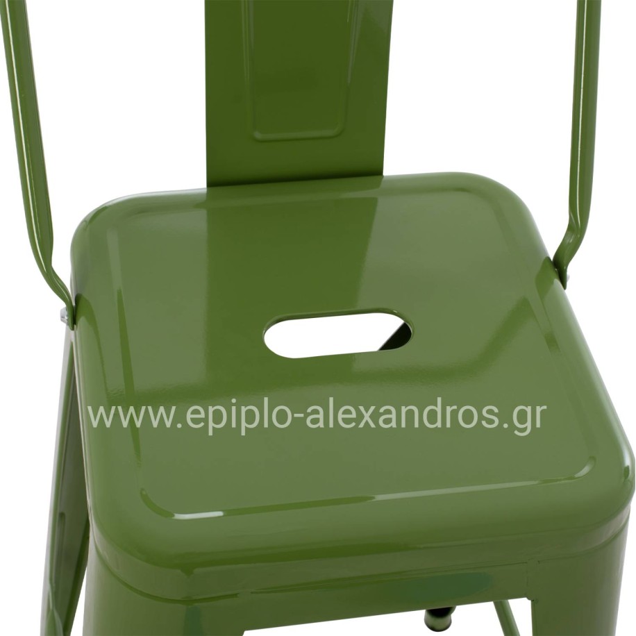 BAR STOOL MEDIUM HEIGHT MELITA-PRO HM8574.53 METAL IN LIGHT OLIVE GREEN 43x43x88Hcm.