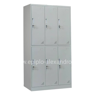 LOCKER METALLIC BRAILA HM5546.11 6 CABINETS WITH KEY LOCKS IN LIGHT GREY 90x45x185Hcm.