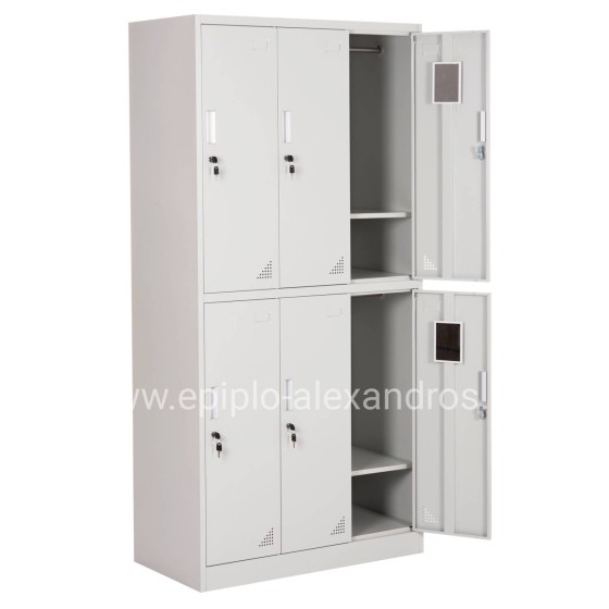 LOCKER METALLIC BRAILA HM5546.11 6 CABINETS WITH KEY LOCKS IN LIGHT GREY 90x45x185Hcm.