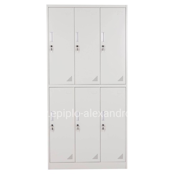 LOCKER METALLIC BRAILA HM5546.11 6 CABINETS WITH KEY LOCKS IN LIGHT GREY 90x45x185Hcm.