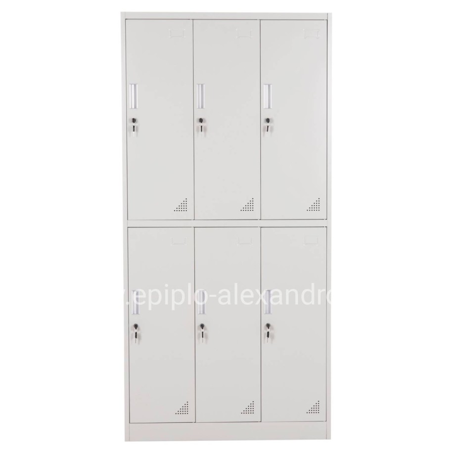 LOCKER METALLIC BRAILA HM5546.11 6 CABINETS WITH KEY LOCKS IN LIGHT GREY 90x45x185Hcm.