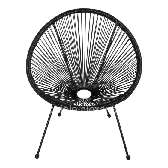 OUTDOOR LOUNGE SET 3PCS ACAPULCO HM21101 P.E.RATTAN-METAL IN BLACK