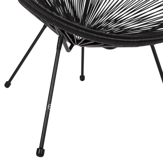 OUTDOOR LOUNGE SET 3PCS ACAPULCO HM21101 P.E.RATTAN-METAL IN BLACK