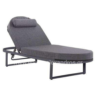 PROFESSIONAL SUNLOUNGER MALLOW HM10715.03 DARK GREY ALUMINUM & CUSHION 198x71x40,5-103Hcm.