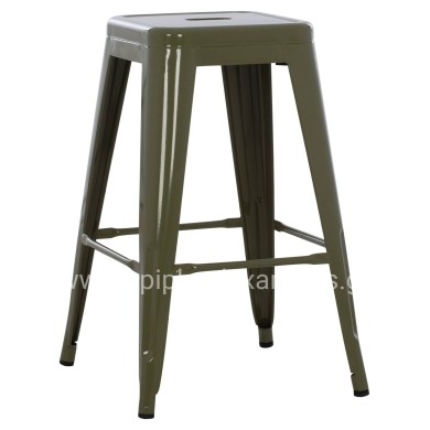 BAR STOOL MEDIUM HEIGHT MELITA-PRO HM8573.43 METAL IN DARK OLIVE GREEN 43x43x67Hcm.