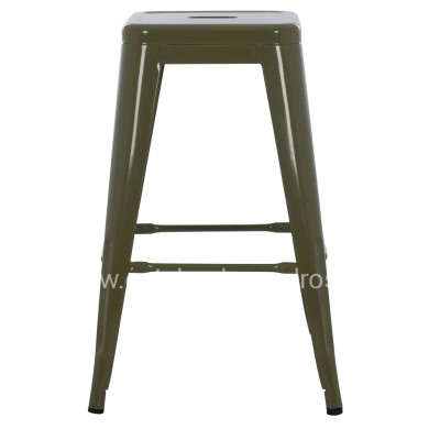 BAR STOOL MEDIUM HEIGHT MELITA-PRO HM8573.43 METAL IN DARK OLIVE GREEN 43x43x67Hcm.