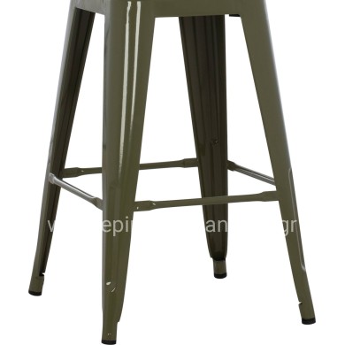 BAR STOOL MEDIUM HEIGHT MELITA-PRO HM8573.43 METAL IN DARK OLIVE GREEN 43x43x67Hcm.