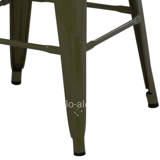 BAR STOOL MEDIUM HEIGHT MELITA-PRO HM8573.43 METAL IN DARK OLIVE GREEN 43x43x67Hcm.