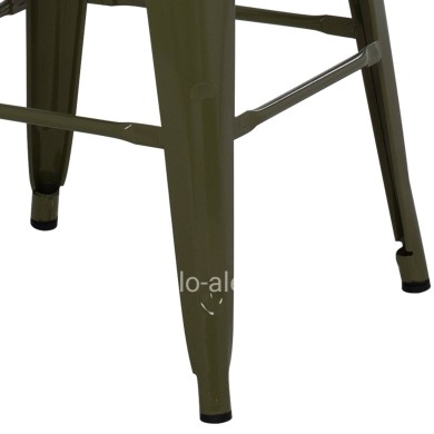 BAR STOOL MEDIUM HEIGHT MELITA-PRO HM8573.43 METAL IN DARK OLIVE GREEN 43x43x67Hcm.