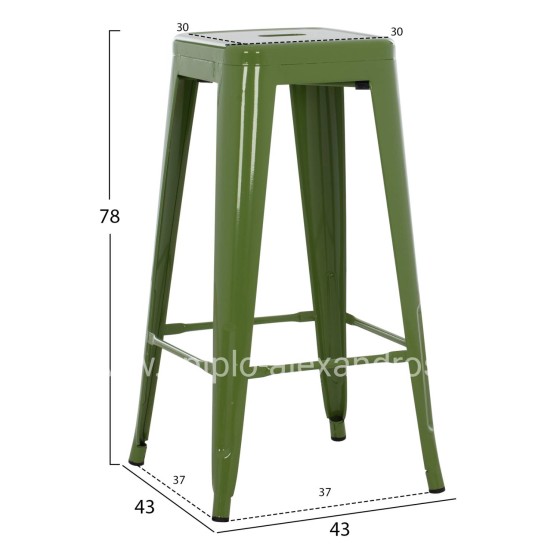 BAR STOOL MELITA-PRO HM8642.53 METAL IN LIGHT OLIVE GREEN 43x43x78Hcm.