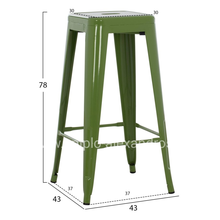 BAR STOOL MELITA-PRO HM8642.53 METAL IN LIGHT OLIVE GREEN 43x43x78Hcm.