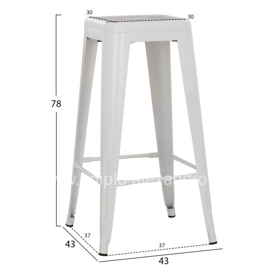 BAR STOOL MELITA-PRO HM8642.41 METAL IN MATTE WHITE 43x43x78Hcm.