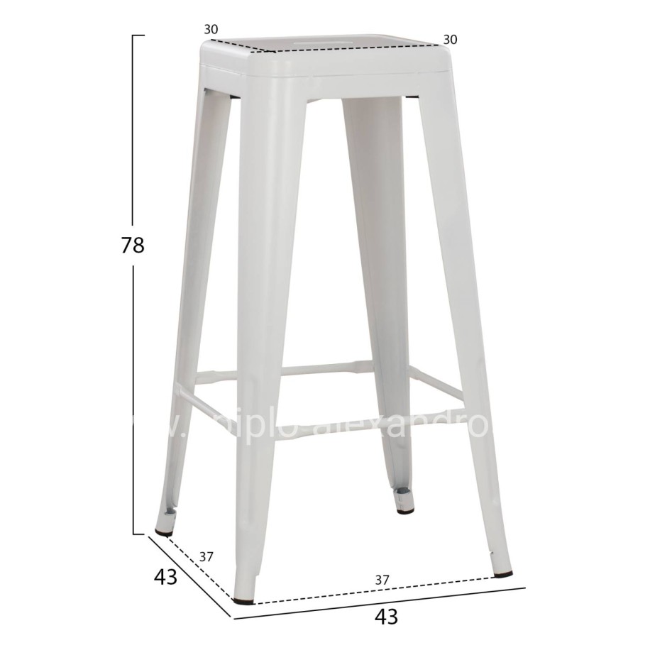 BAR STOOL MELITA-PRO HM8642.41 METAL IN MATTE WHITE 43x43x78Hcm.